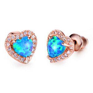 NEW! FLIRTY BLUE HEART STUD EARRINGS
